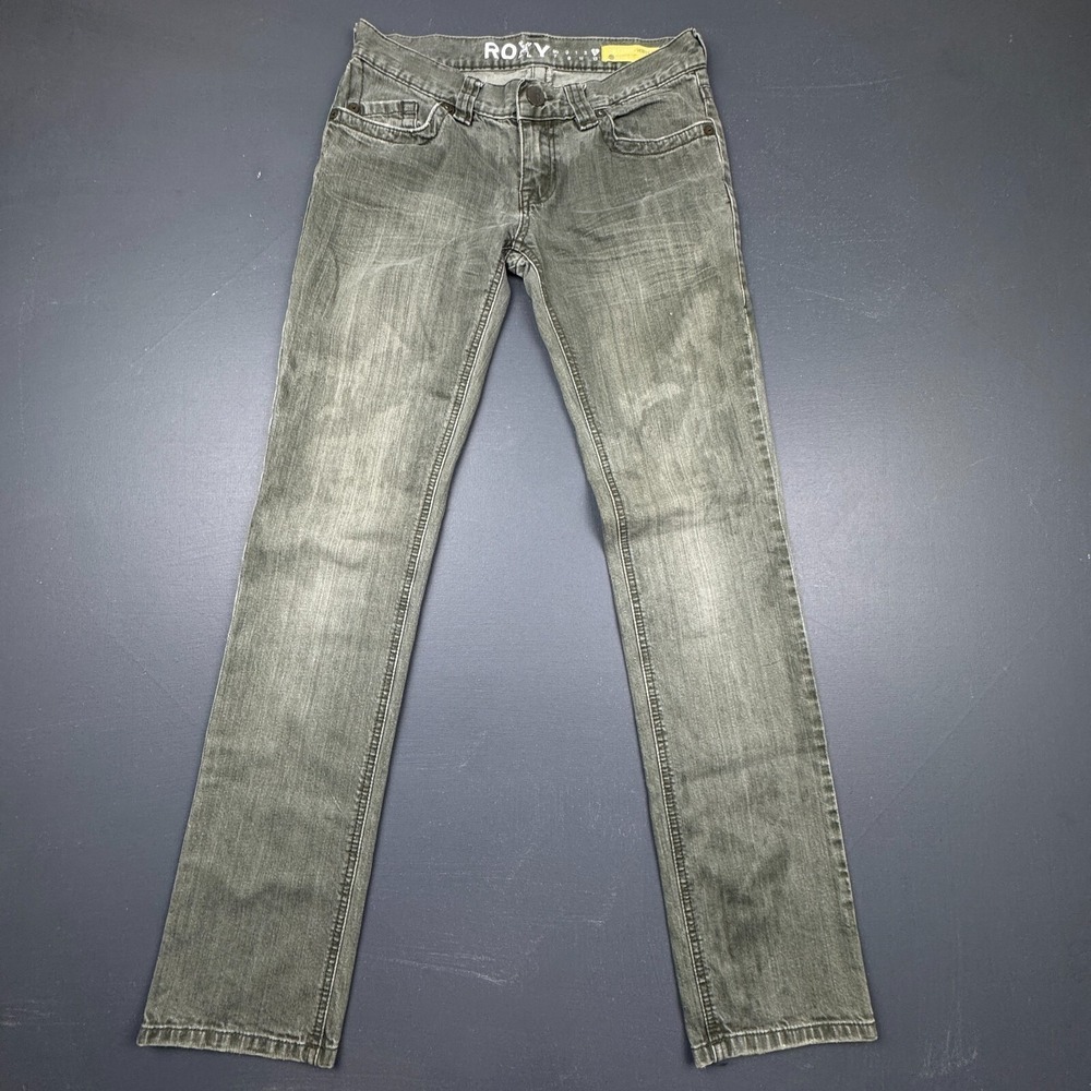 Roxy Gold Coast Womens 5 Green Skinny Fit Stretch Mid Rise Denim Jeans Casual